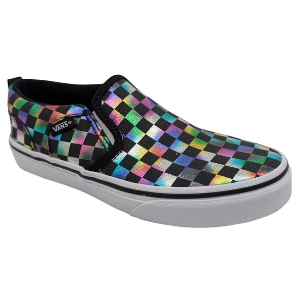 Vans Other - Vans Slip On Checkerboard Rainbow Metallic Kids Girls Shoes Size 3Y